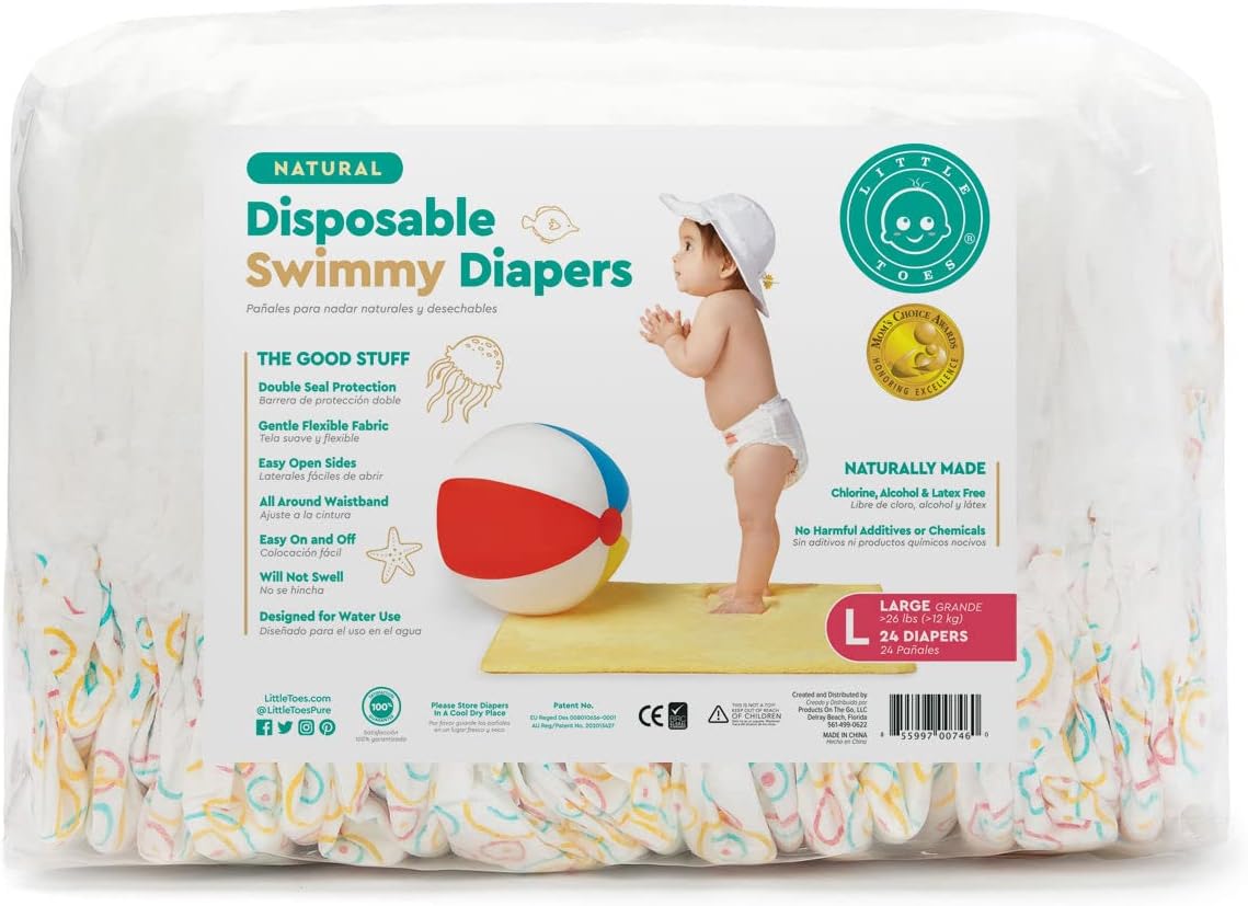 251228012926720_1 Little Toes Natural Disposable Swimmy Baby Diapers, Medium (Pack of 24) - Image 1